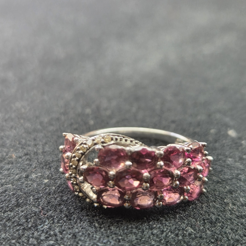 14k Gold Tourmaline and Diamond Ring Sz 7